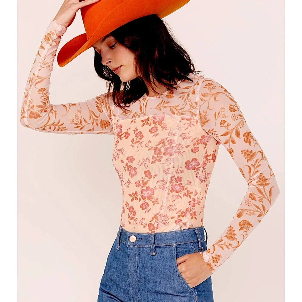 Free People Betty’s Garden Mesh Top NWT